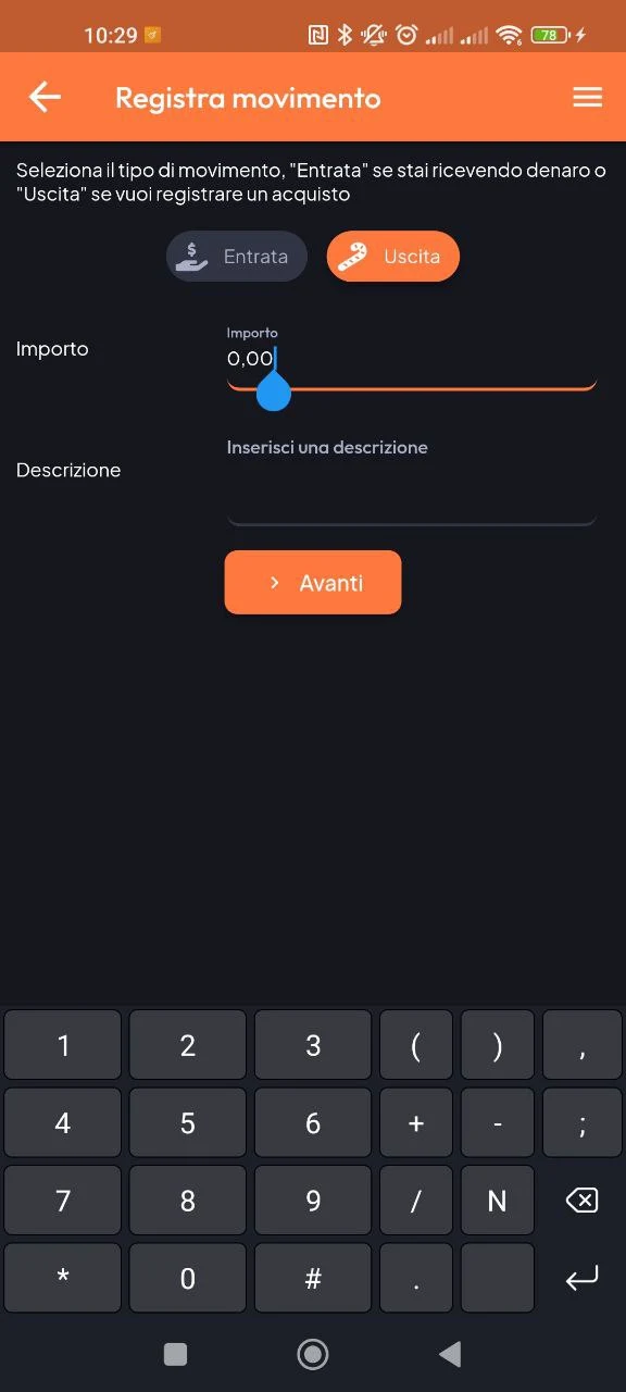 Screenshot 5 - Registra movimento
